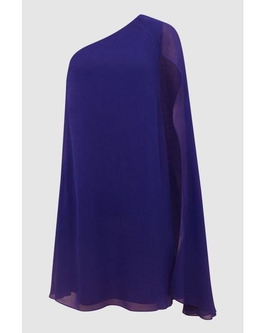 Reiss Blue Fleur - Purple Sheer Cape Sleeve Mini Dress, Us 6