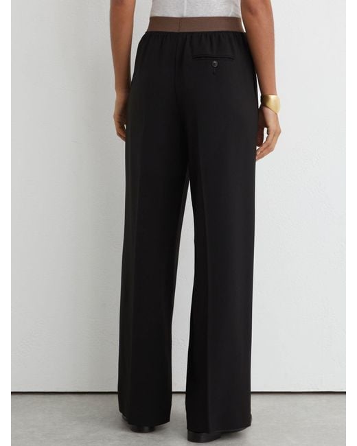 Reiss Natural Wilde - Black Wide-leg Elasticated-waist Trousers, Us 8 R