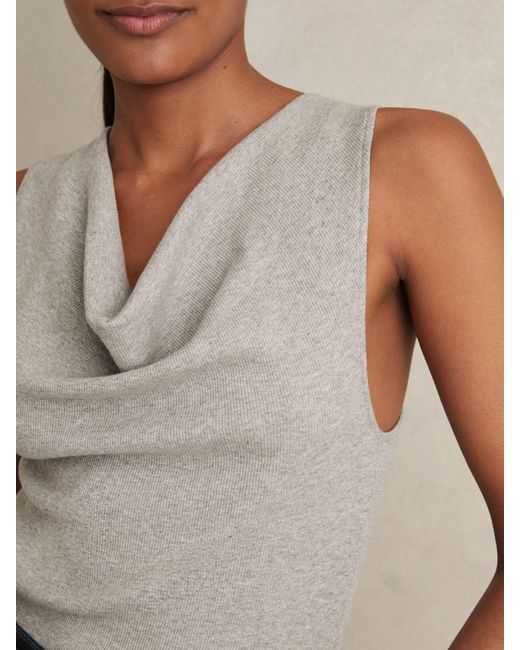 Reiss Multicolor Lyra - Grey Marl Ribbed Cowl-neck Vest, Xl (us 16-18)