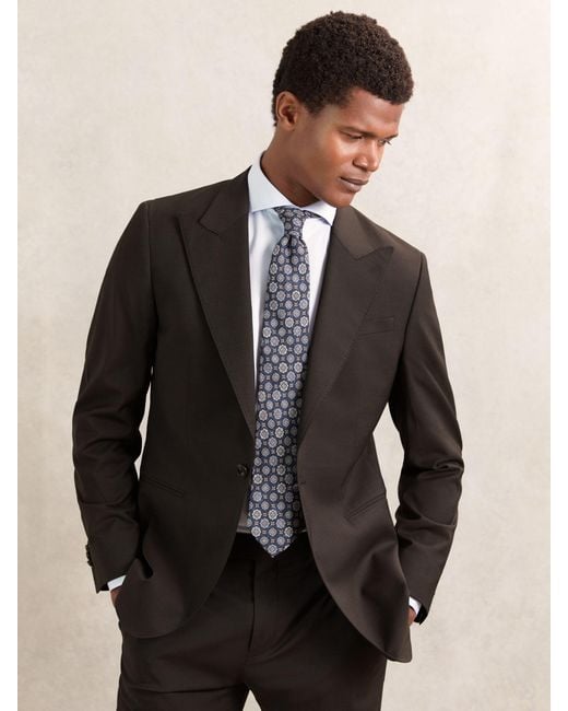 Reiss Black Classic-Fit Single-Breasted Suit Blazer for men