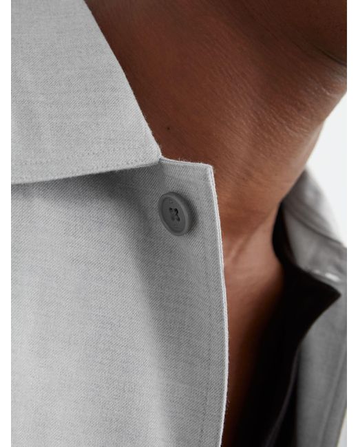 Reiss Gray Brushed Twin-Pocket Overshirt With Wool for men