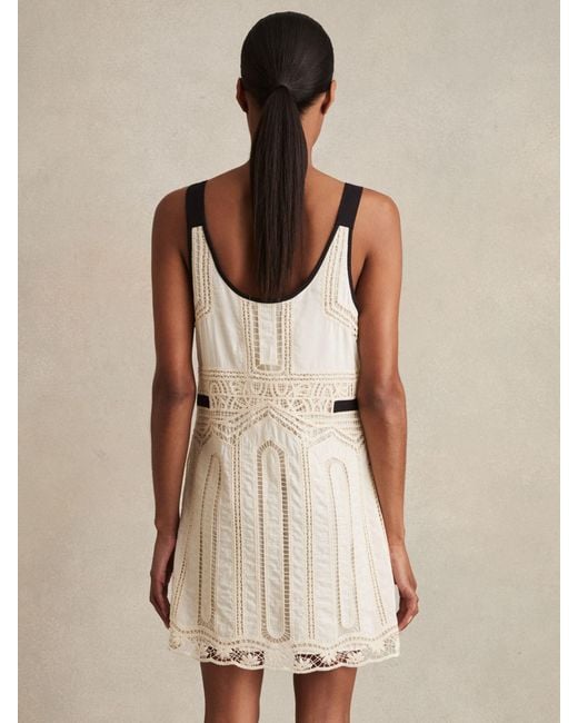 Reiss Natural Cotton Crochet Mini Dress