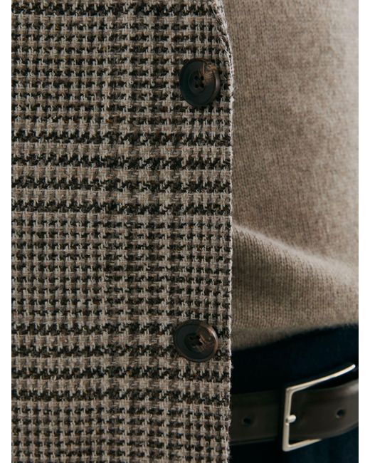 Reiss Brown Wool-Blend Houndstooth Single-Breasted Blazer Classic-Fit for men