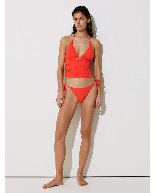 Reiss Red Halterneck Triangle Tankini Bikini