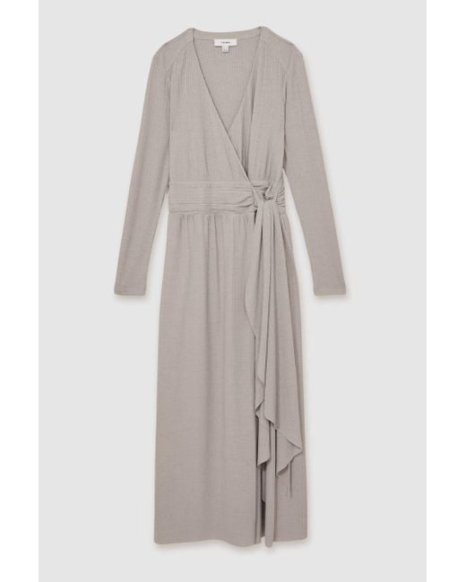 Reiss Natural Jersey Wrap-Tie Midi Dress