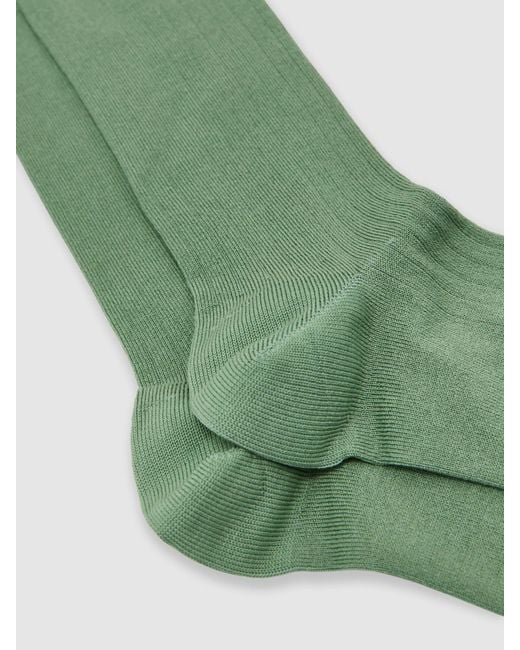 Reiss Green Cotton-Blend Ribbed Socks, S & M for men