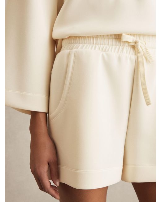 Reiss Natural Jodie - Buttermilk Cream Modal-blend Interlock Jersey Shorts, S