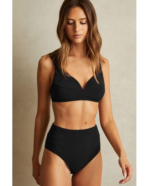 Reiss Black Wide Strap Boned Bikini Top