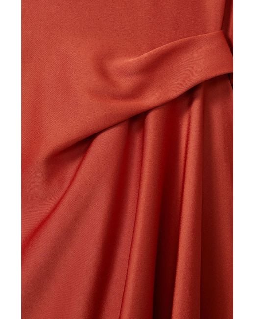 Reiss Multicolor Micah - Rust Satin Drape Tuck Midi Dress