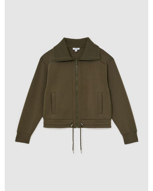 Reiss Green Premium Interlock Zip-Front Sweatshirt