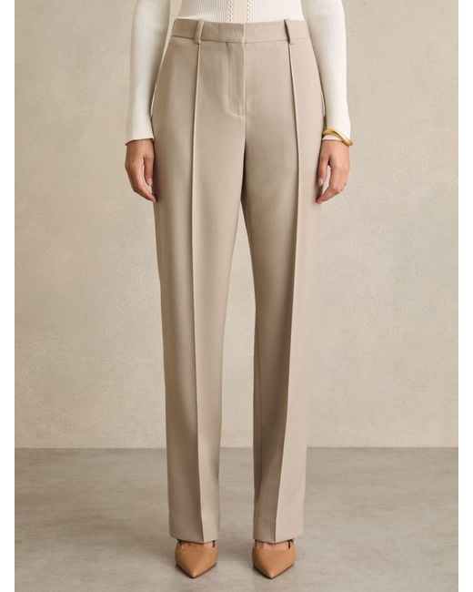 Reiss Natural Straight-Leg Textured Wool-Blend Suit Trousers