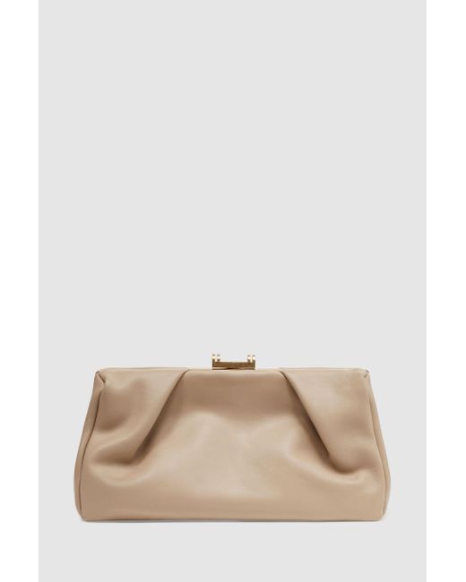 Reiss Black Madison - Taupe Madison Leather Clutch Bag, One