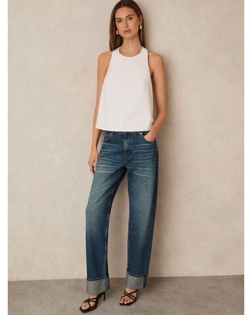 Reiss White Cotton Belt-Halterneck Top