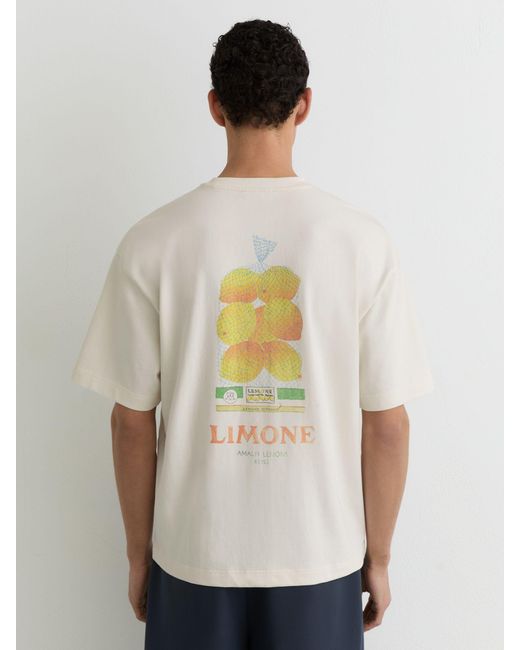 Reiss Calvino - White Cotton Lemon-print Relaxed-fit T-shirt, Xxl for men
