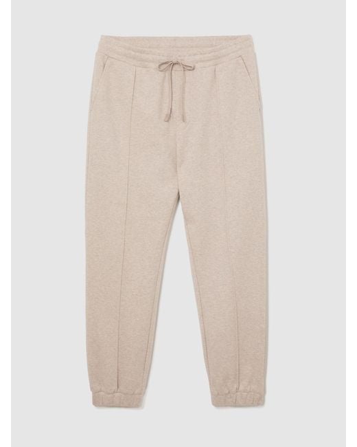 Reiss Natural Herringbone Cuffed Drawstring Joggers for men
