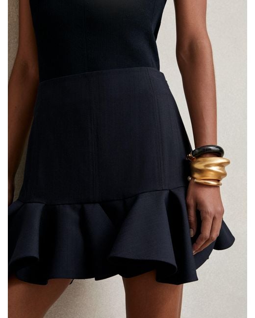 Reiss Blue Ruffle-Hem Mini Skirt