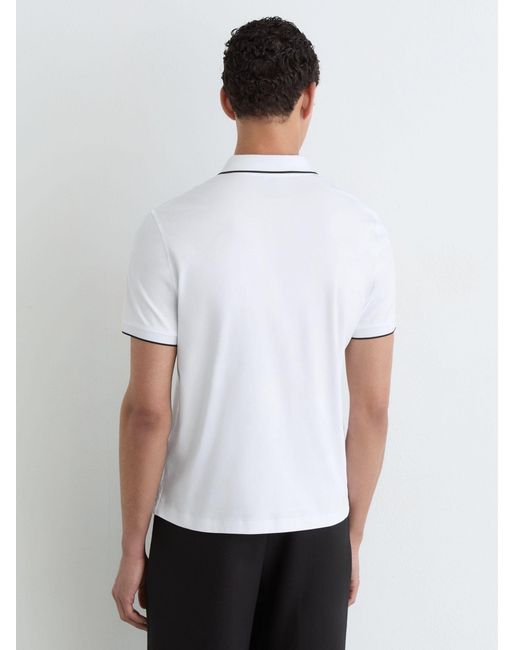 Reiss White Air-Water Cotton Tipped Polo Shirt for men