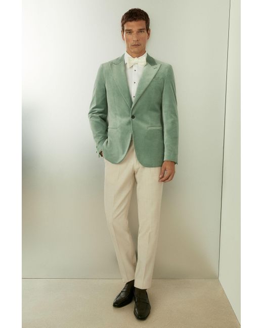 Reiss Velvet Single Breasted Blazer in Green for Men | Lyst