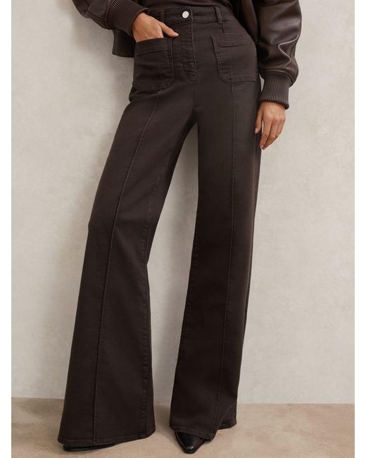 Reiss Natural Petite Patch-Pocket Flared Jeans