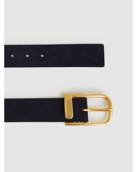 Reiss Blue Leather Half Keeper Belt