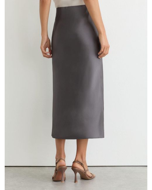 Reiss White Silk Slip Midi Skirt