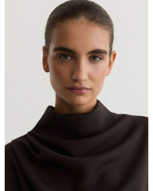 Reiss Black Premium Interlock Drape-Neck Sweatshirt