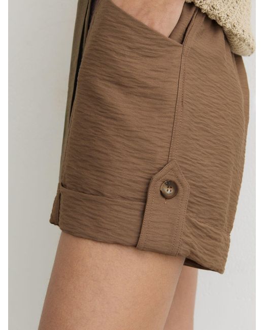 Reiss Natural Belted Button-Tab Shorts