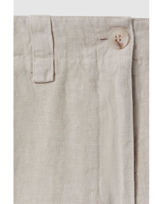 Reiss Natural Demi - Oatmeal Linen Garment Dyed Shorts