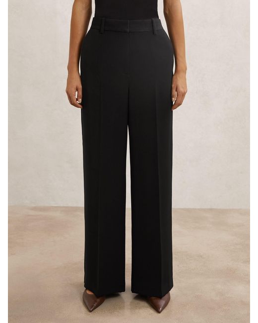 Reiss Natural Margeaux - Black Wide-leg Tailored Trousers, Us 8 L