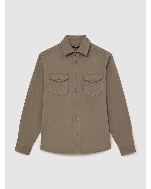 Reiss Natural Cotton-Twill Twin-Pocket Regular-Fit Shirt for men