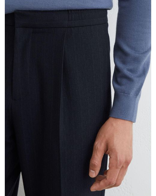 Reiss Blue Sidney Stripe Tapered Pleateds for men