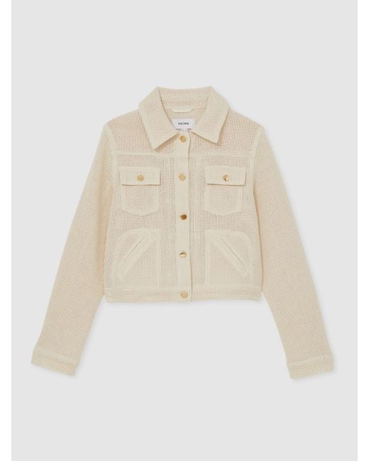 Reiss Natural Cotton-Blend Textured Trucker Jacket