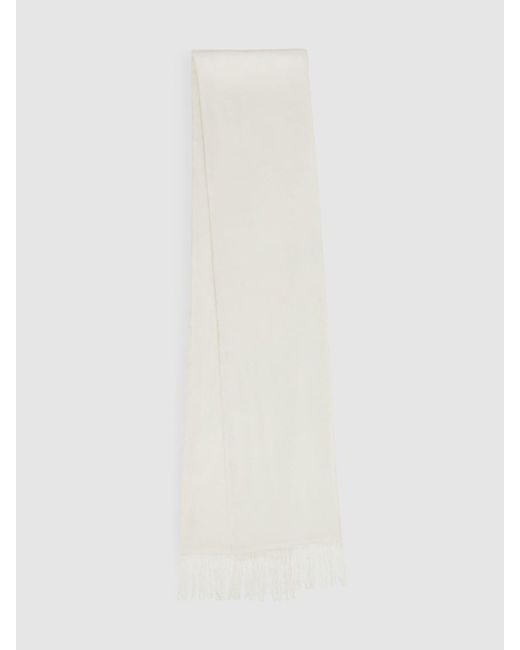 Reiss White Meyer - Ivory Silk Fringed Scarf, One for men