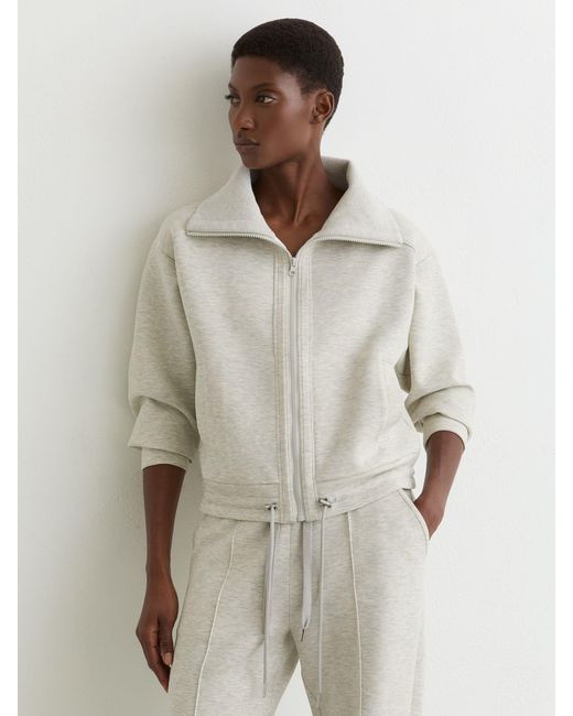 Reiss Natural Premium Interlock Zip-Front Sweatshirt