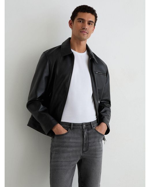 Reiss Black Relaxed-Fit Cropped Jeans for men