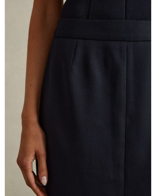 Reiss Blue Textured Pencil Midi Suit Skirt