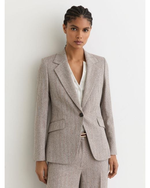 Reiss Gray Single-Breasted Textured Blazer