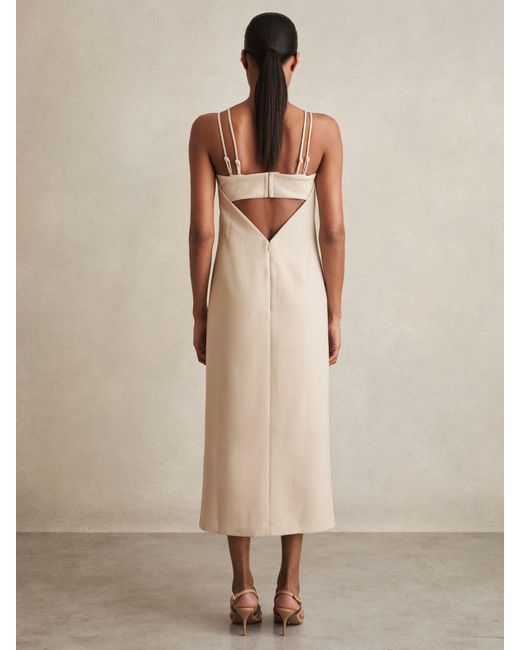 Reiss Natural Double Strap Cut Out Midi Dress