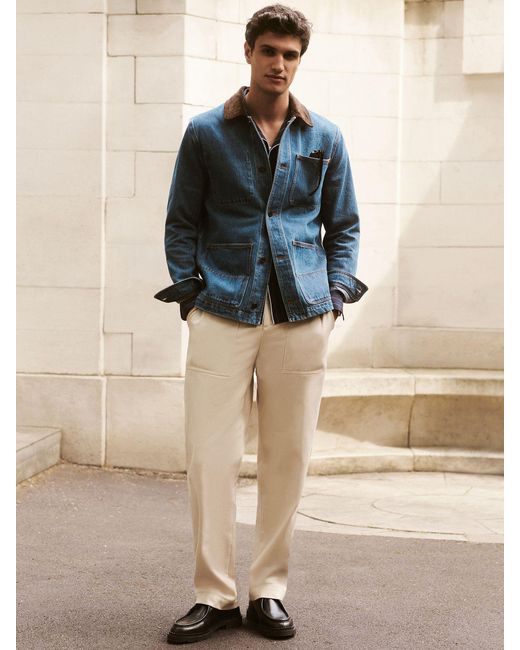 Reiss Natural Lyocell Cotton Wide Utility Trousers for men