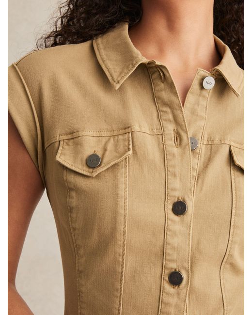 PAIGE Natural Denim Button Through Mini