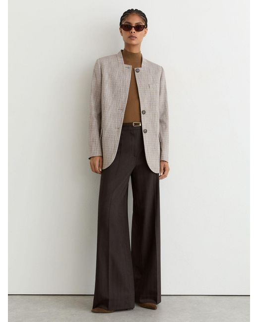 Reiss Natural Wool-Blend Collarless Blazer