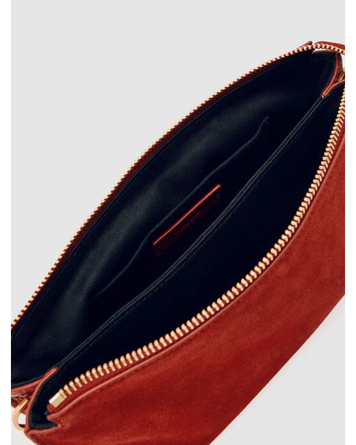 Reiss Gray Muriel - Red Leather Double-pouch Crossbody Bag, One