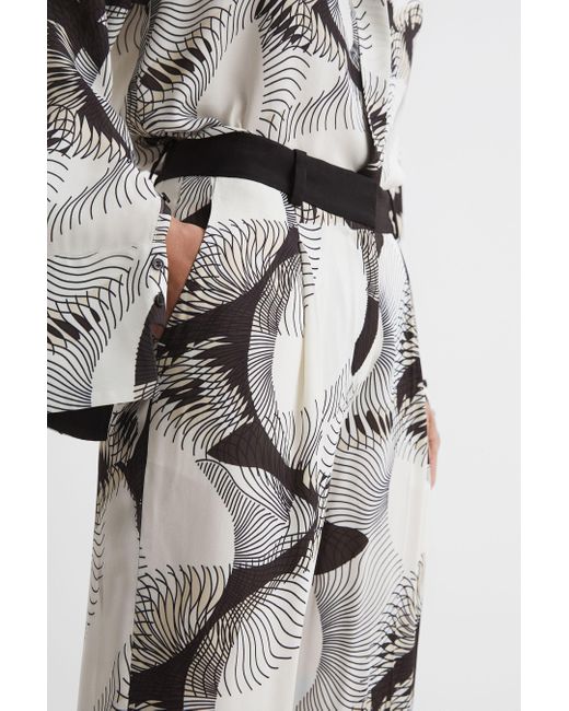 Reiss Multicolor Becci - Black/white Wide Leg Abstract Print Co-ord Trousers, Us 2