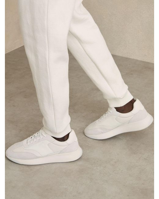 Reiss Natural Bonded-Leather Suede Running Trainers for men