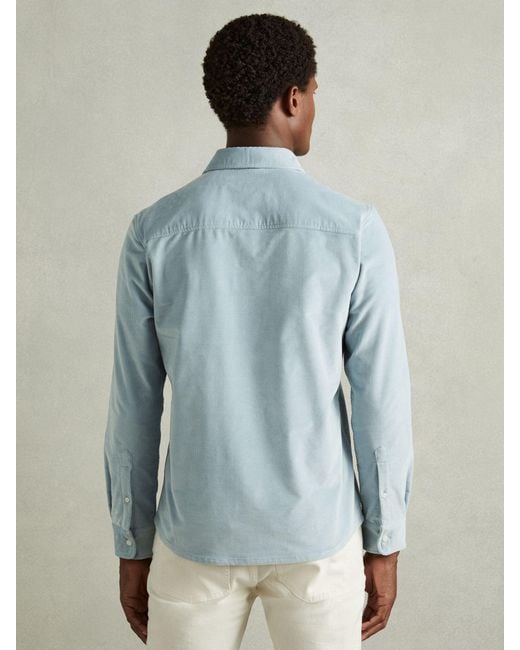 Reiss Blue Cotton-Blend Corduroy Overshirt for men
