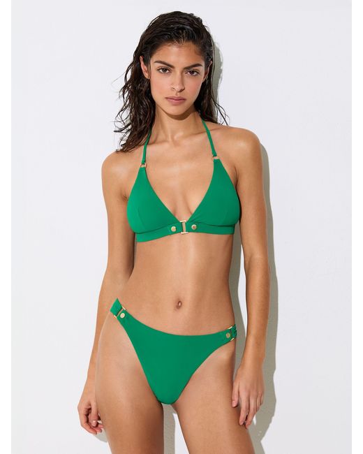 Reiss Green Stud-Detail Bikini Bottoms