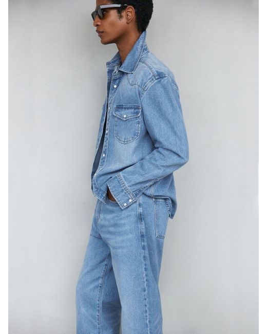 Reiss Blue Mid Wash Straight-Leg Jeans for men
