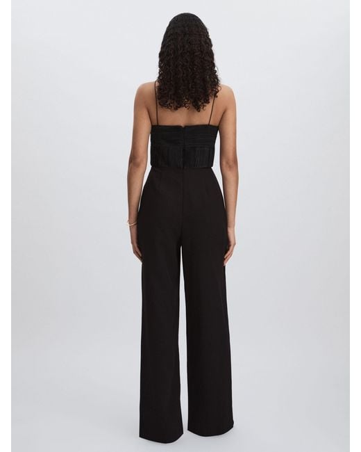 AMUR Black Cady Rosette Jumpsuit