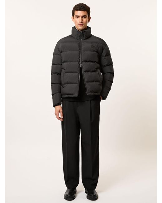 Reiss Black Monogram Quilted Relaxed Puffer Jacket for men