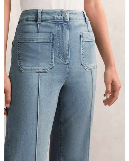 Reiss Blue Sakura Petite Patch-Pocket Flared Jeans